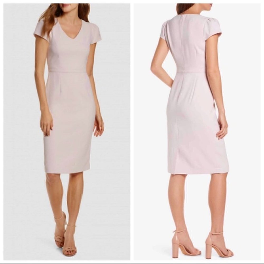 New Rachel Parcell Short Sleeve Crepe Blush Sheath Midi Dress NWT XXL/18 (16W)